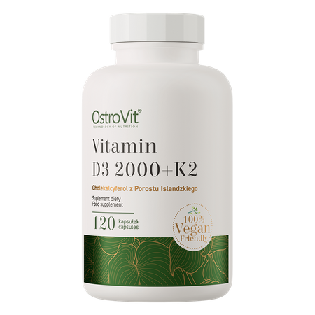 OstroVit Vitamine D3 2000 UI + K2 VEGE 120 gélules