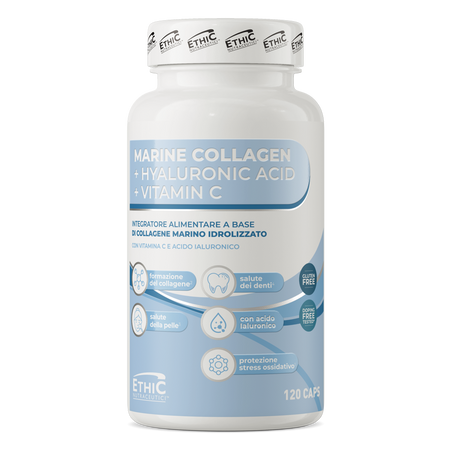 Ethic Nutraceutici™ Collagène marin + Acide Hyaluronique + Vitamine C 120 gélules