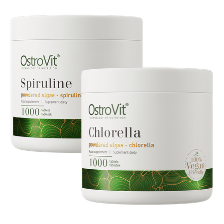 OstroVit Chlorella VEGE 1000 comprimés + Spiruline VEGE 1000 comprimés