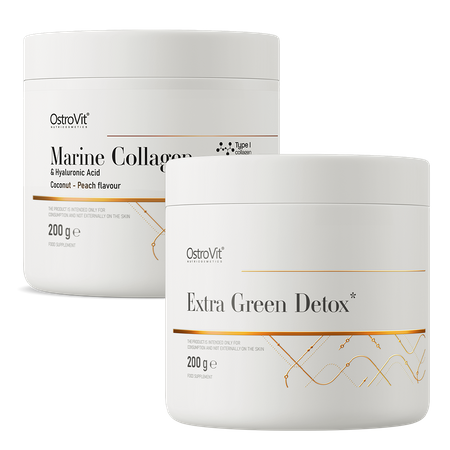 OstroVit Extra Green Detox 200 g + Collagène Marin + Acide Hyaluronique 200 g