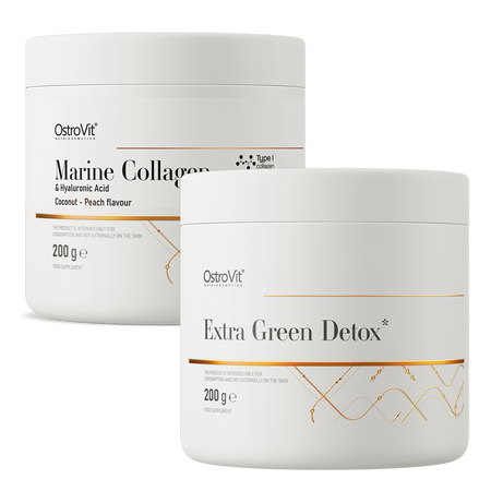 OstroVit Extra Green Detox 200 g + Collagène Marin + Acide Hyaluronique 200 g
